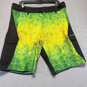 Pelagic FX-Pro Tactical Fishing Shorts Mens‎ 36x10 Mahi Mahi Green Yellow Black